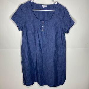 J Jill 100% linen tunic dress S blue